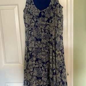 CAbi 851 Willow Double Dress Blue Floral Hi-Lo Tank Sundress size M